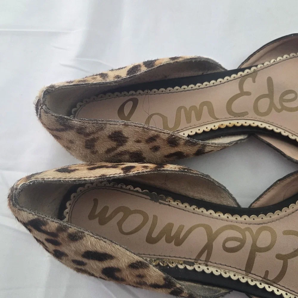 Sam Edelman Flats Womens 7.5 Calf Hair Animal Print Pointed Toe D'Orsay Shoes